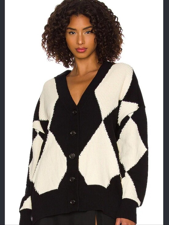 pistola Sweaters - Pistola Evelyn Oversized Cardigan Argyle Print